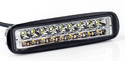 LAMPARA DE TRABAJO 6'' 18LEDS BLANCO + Flashing AMBAR