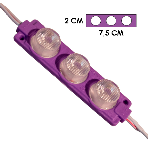 MODULO 3LED CON DIFUSOR 3D MORADO 12V IP-67