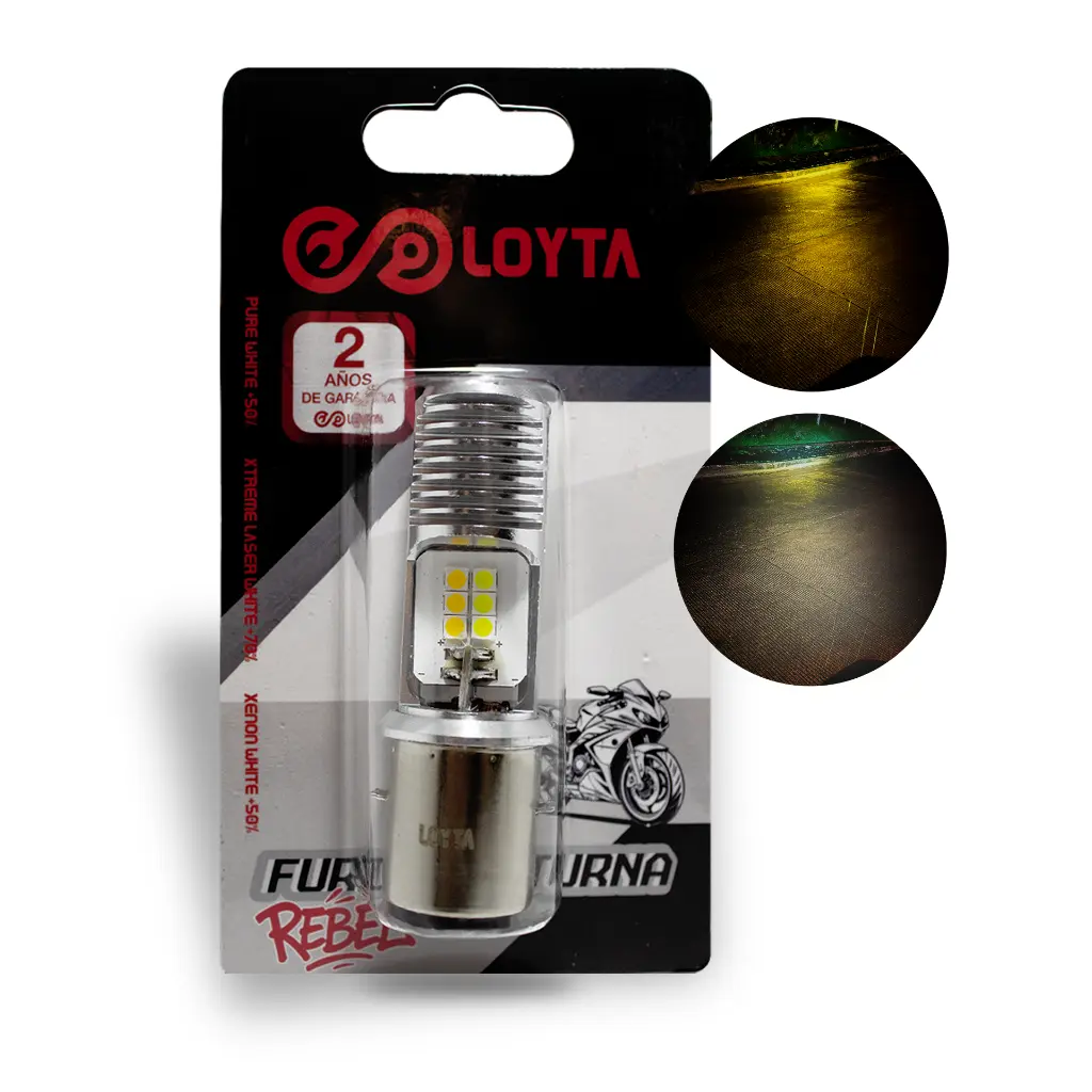 Bombillo LED BA20D 12V Bicolor Amarillo/Blanco para Moto AC/DC Loyta